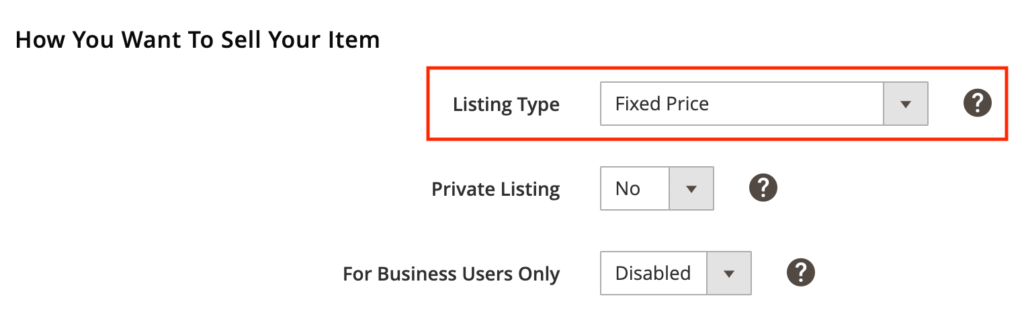 Step 4 Set the Listing Type option to Fixed Price