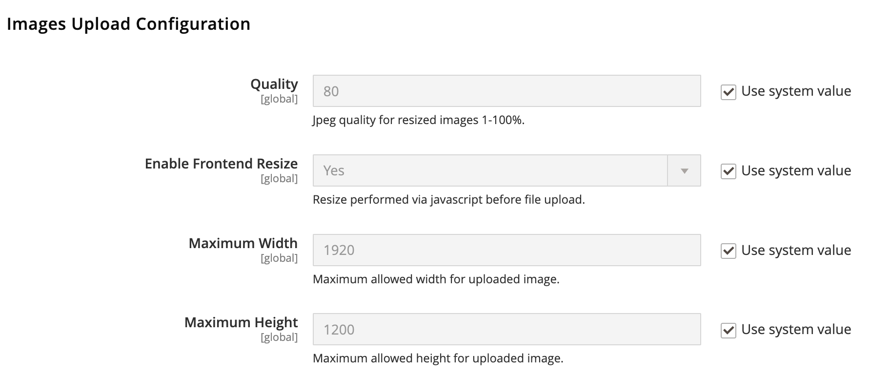 Images Upload Configuration