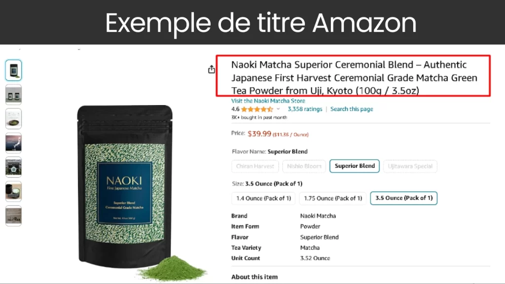 Exemple de titre Amazon