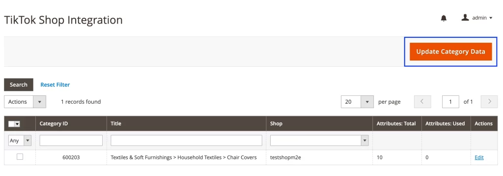 Update Category Data in M2E TikTok Shop Connect