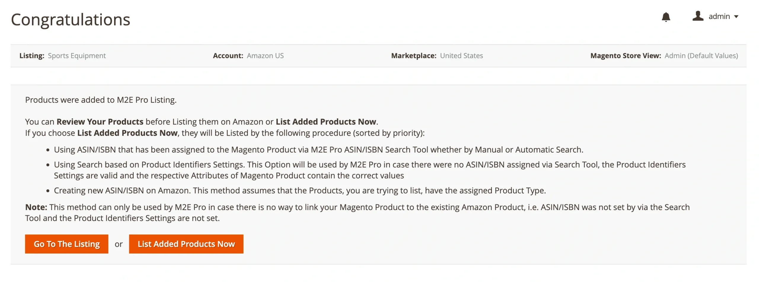 M2E Pro List Added Products to Amazon