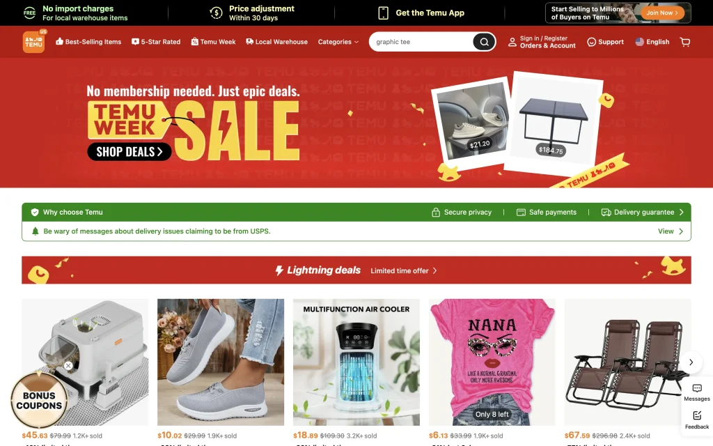 O sítio mais fácil para vender roupa: Temu